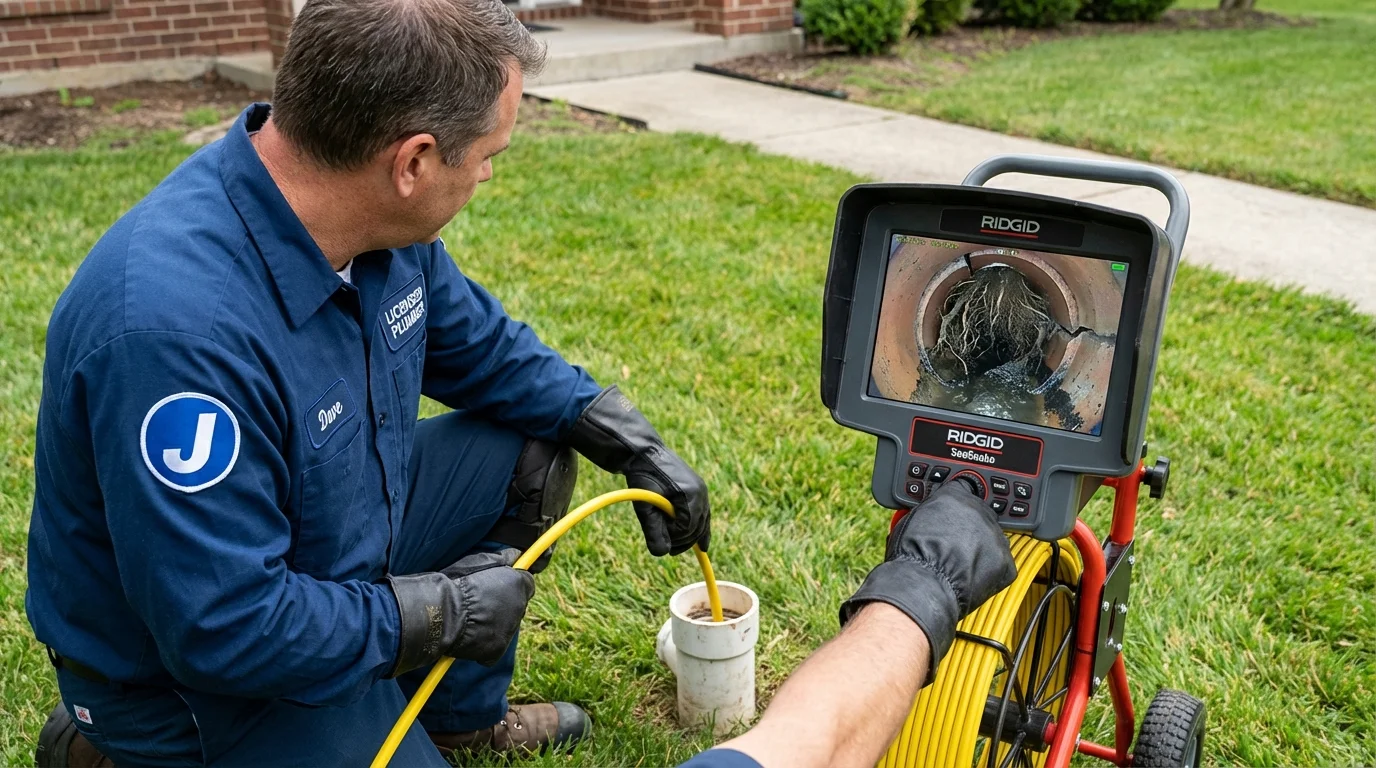 Sewer camera inspection being performed by Johns Plumbing LLC in Twain Harte