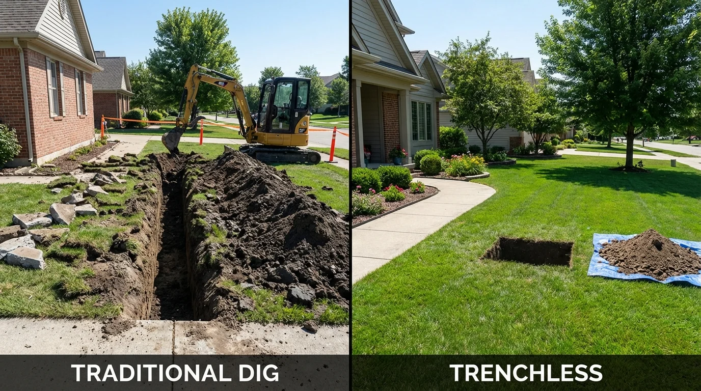 Trenchless sewer repair with minimal yard damage versus traditional excavation in Twain Harte, CA